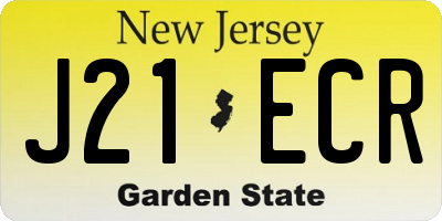NJ license plate J21ECR