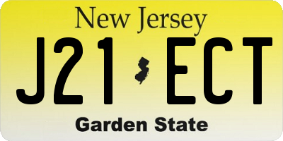 NJ license plate J21ECT
