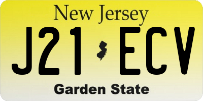 NJ license plate J21ECV