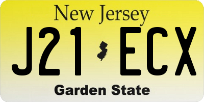 NJ license plate J21ECX