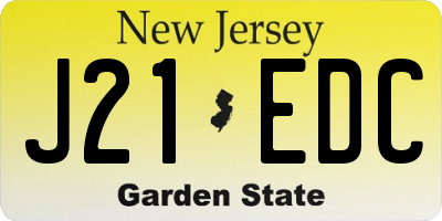 NJ license plate J21EDC