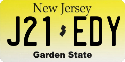 NJ license plate J21EDY
