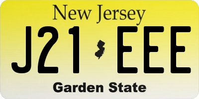 NJ license plate J21EEE