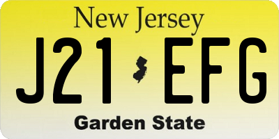 NJ license plate J21EFG