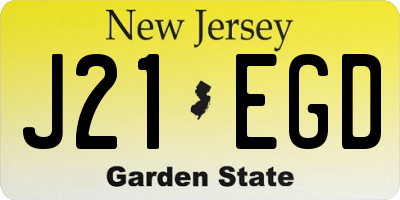 NJ license plate J21EGD