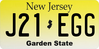 NJ license plate J21EGG