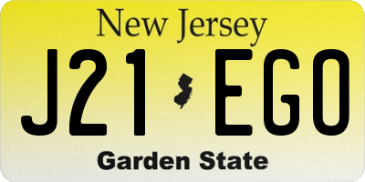 NJ license plate J21EGO