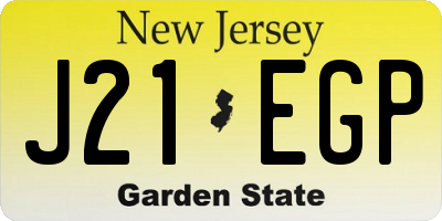 NJ license plate J21EGP