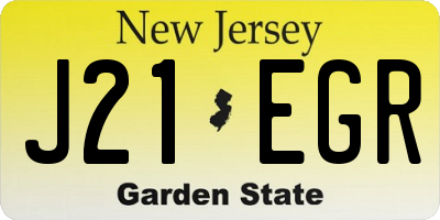 NJ license plate J21EGR