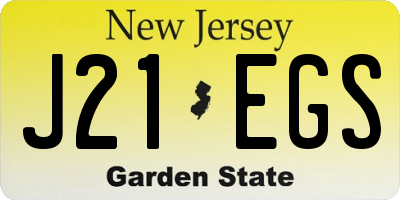 NJ license plate J21EGS
