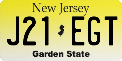 NJ license plate J21EGT