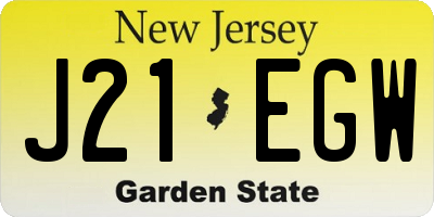 NJ license plate J21EGW