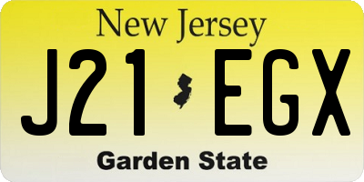 NJ license plate J21EGX