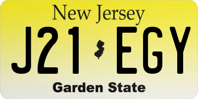 NJ license plate J21EGY