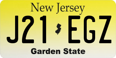NJ license plate J21EGZ
