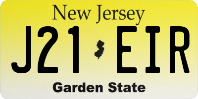NJ license plate J21EIR