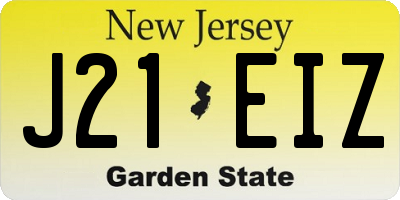 NJ license plate J21EIZ