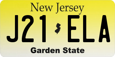 NJ license plate J21ELA