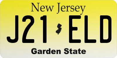 NJ license plate J21ELD