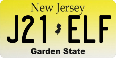 NJ license plate J21ELF