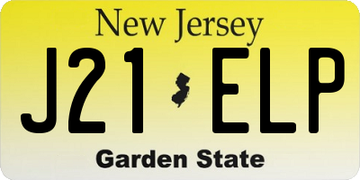 NJ license plate J21ELP