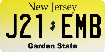 NJ license plate J21EMB