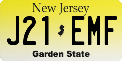 NJ license plate J21EMF