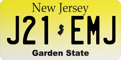 NJ license plate J21EMJ