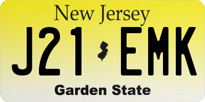 NJ license plate J21EMK