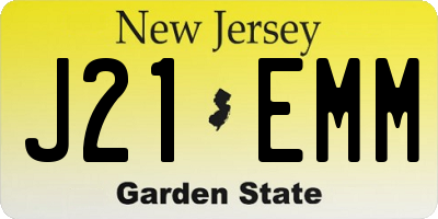 NJ license plate J21EMM