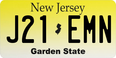 NJ license plate J21EMN