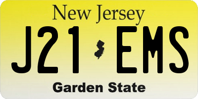 NJ license plate J21EMS