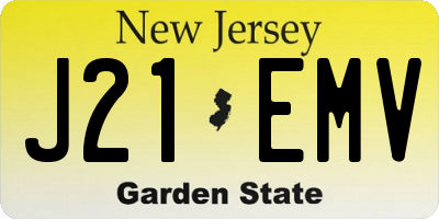 NJ license plate J21EMV