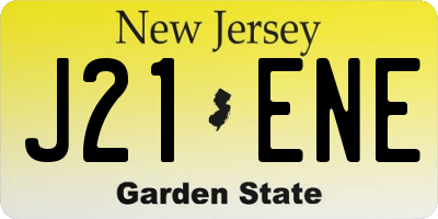 NJ license plate J21ENE