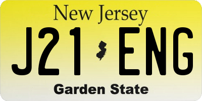 NJ license plate J21ENG