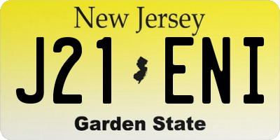 NJ license plate J21ENI