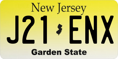 NJ license plate J21ENX