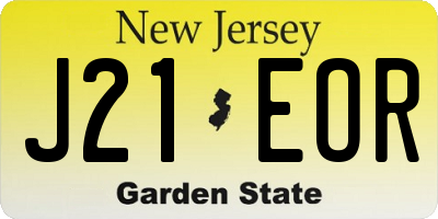 NJ license plate J21EOR