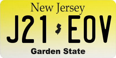 NJ license plate J21EOV