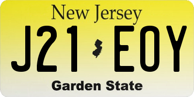 NJ license plate J21EOY