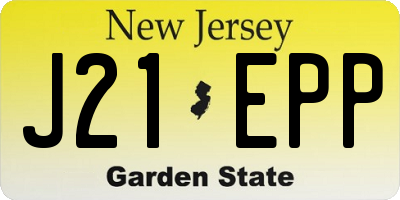 NJ license plate J21EPP