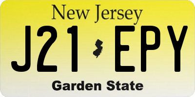 NJ license plate J21EPY