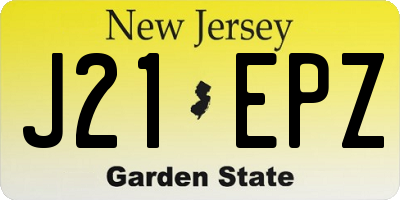 NJ license plate J21EPZ
