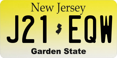 NJ license plate J21EQW