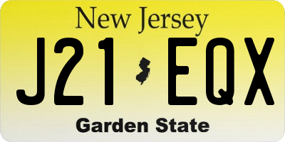 NJ license plate J21EQX