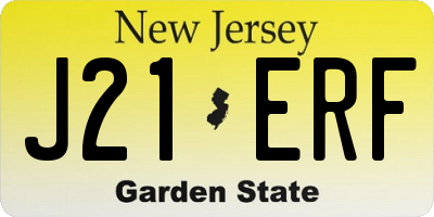 NJ license plate J21ERF