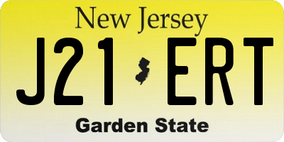 NJ license plate J21ERT