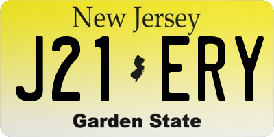 NJ license plate J21ERY