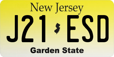 NJ license plate J21ESD
