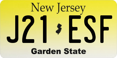 NJ license plate J21ESF